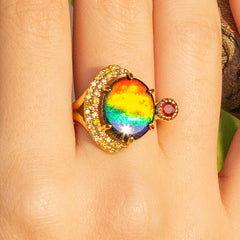 Canadian KORITE Ammolite Gold Ring - From Designer Martha Seely