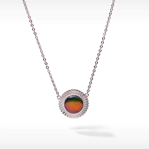 Round Ammolite Pendant Necklace