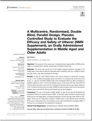 A Multicentre, Randomised, Double Blind, Parallel Design, Placebo Controlled Study to Evaluate the Efficacy and Safety of Uthever (NMN Supplement), an Orally Administered Supplementation in Middle Aged and Older Adults