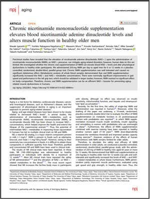 Chronic nicotinamide mononucleotide supplementation elevates blood nicotinamide adenine dinucleotide levels and alters muscle function in healthy older men