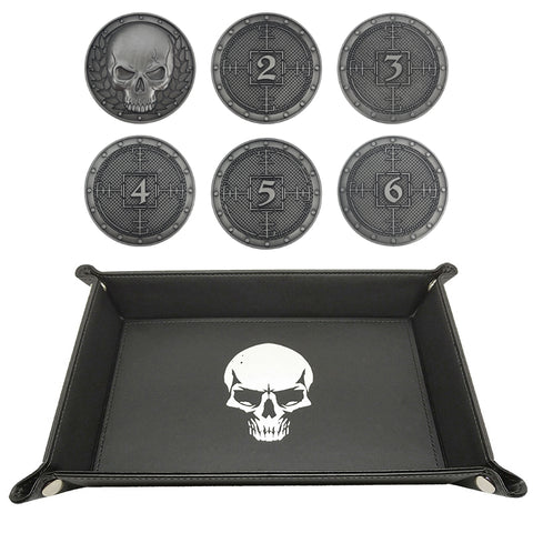 Wargame Objective Tokens and Skull Dice Tray