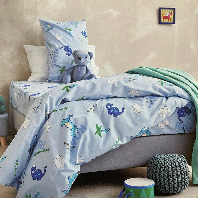 Kids Single Bed Sheet-Dinosaur