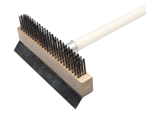 Pizza Oven Brush with Scraper and Wooden Handle 36 Overall Length