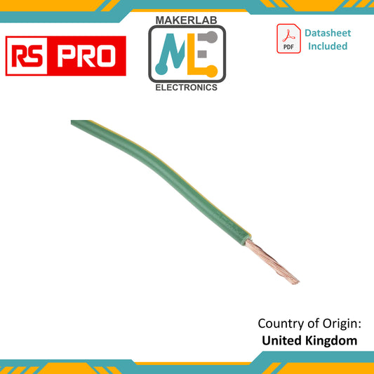 RS PRO, RS PRO Green 1mm² Hook Up Wire, 32/0.2 mm, 100m, PVC Insulation, 196-4336