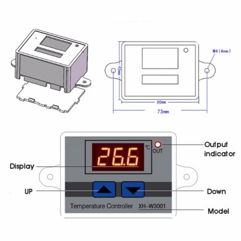XH-W3001 Digital LED Temperature Controller (AC220V, 10A) – Makerlab  Electronics