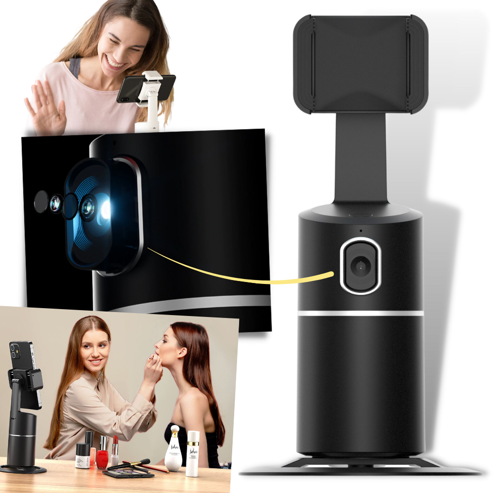 Supporto per la registrazione video con rotazione a 360° - treppiede con rilevamento automatico del volto - treppiede per telefoni cellulari con rilevamento del volto - Ozerty