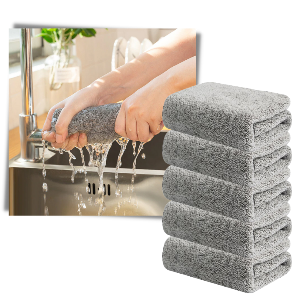 Absorbent Microfiber Bamboo Dishcloth - Durable -