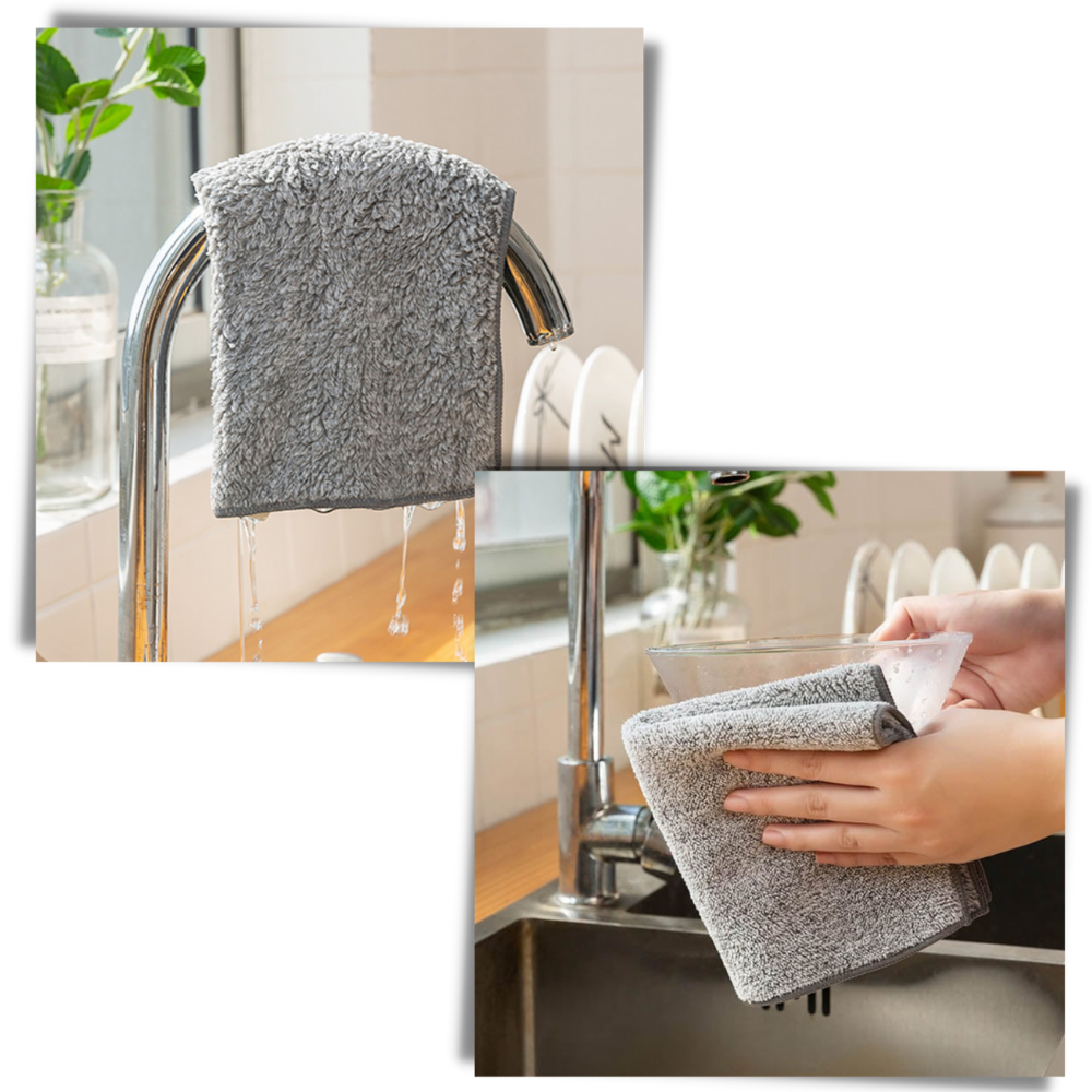 Absorbent Microfiber Bamboo Dishcloth - Easy To Use -