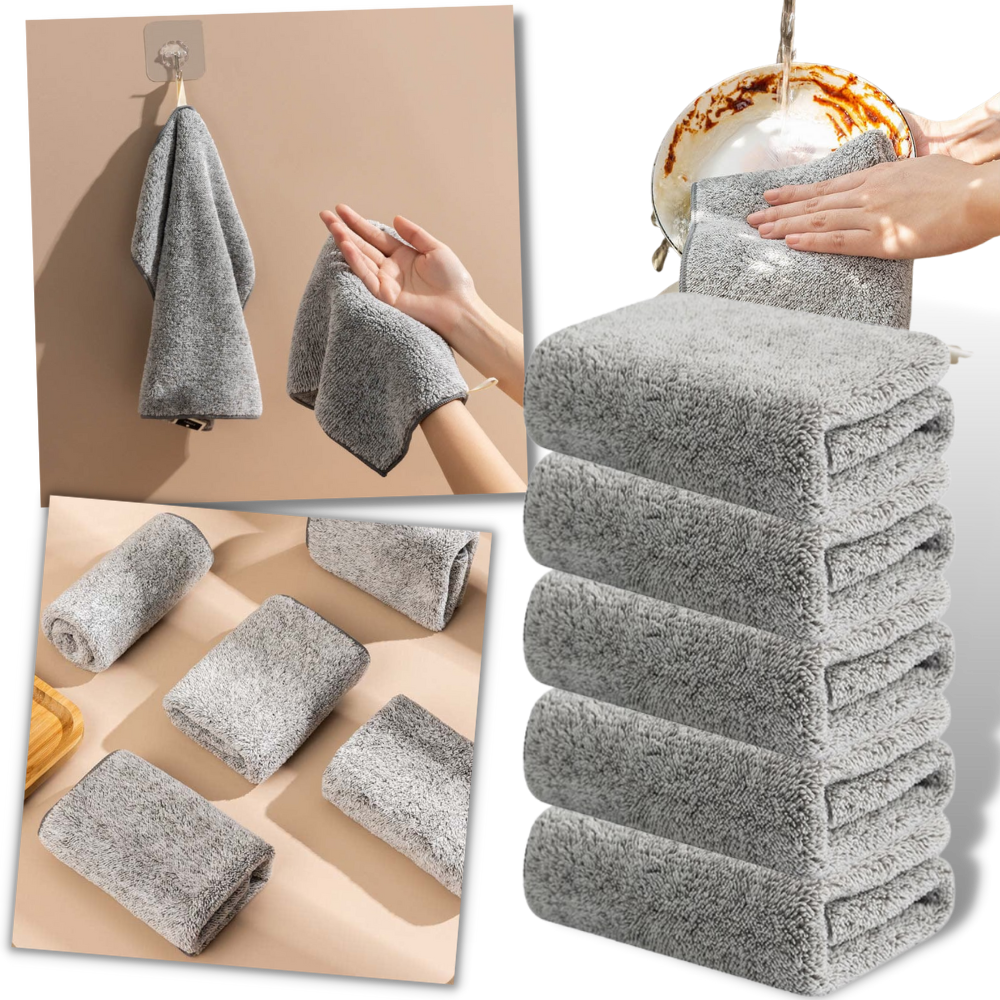 Non-abrasive Cleaning Cloth - 10-Pack Kitchen Cleaning Cloth Dish Towels - Absorbent Microfiber Bamboo Dishcloth -