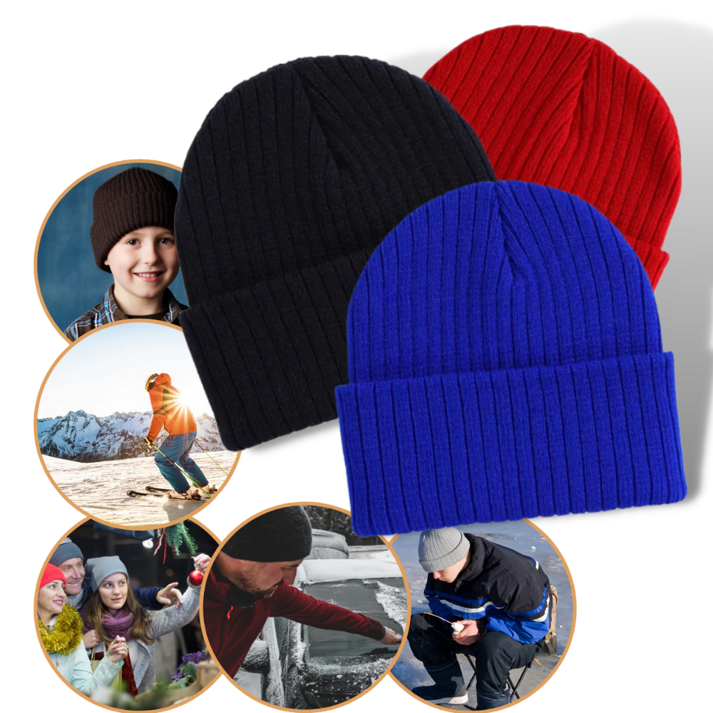 classic ribbed beanie | one size fits all beanie | unisex beanie with cuff - Ozerty