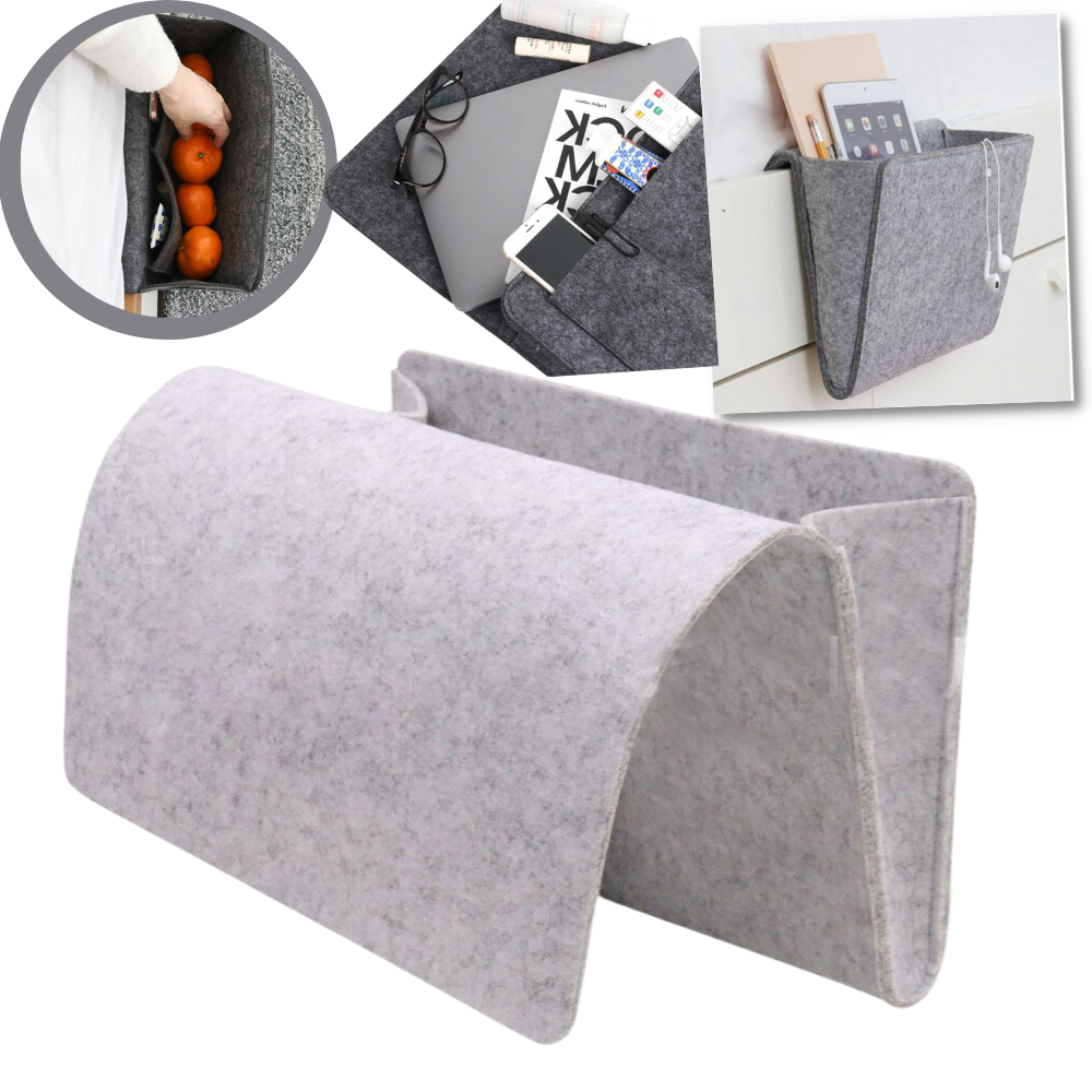 Förvaringsväska för sängkanten av filt - sofficka - glidfri påse för sängkanten - Ozerty