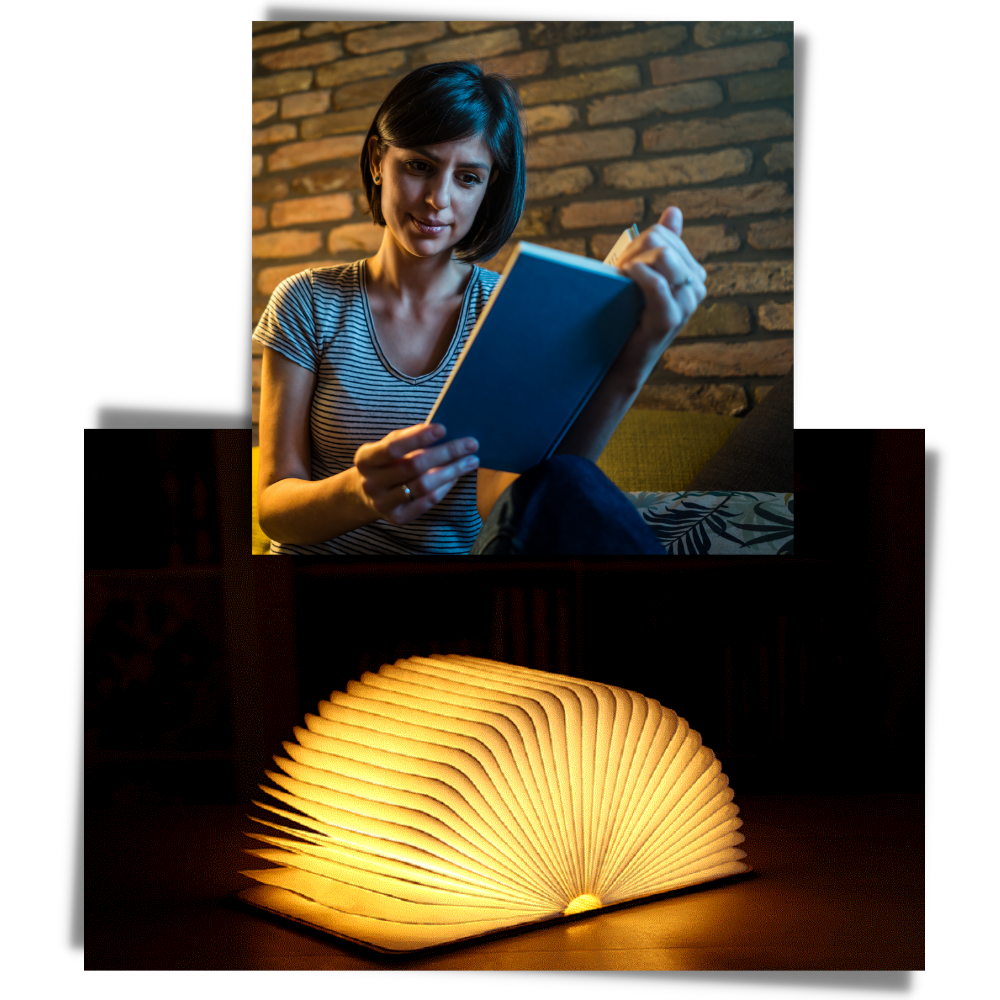 Laddningsbar läslampa i trä - Perfekt för nattläsning - Ozerty