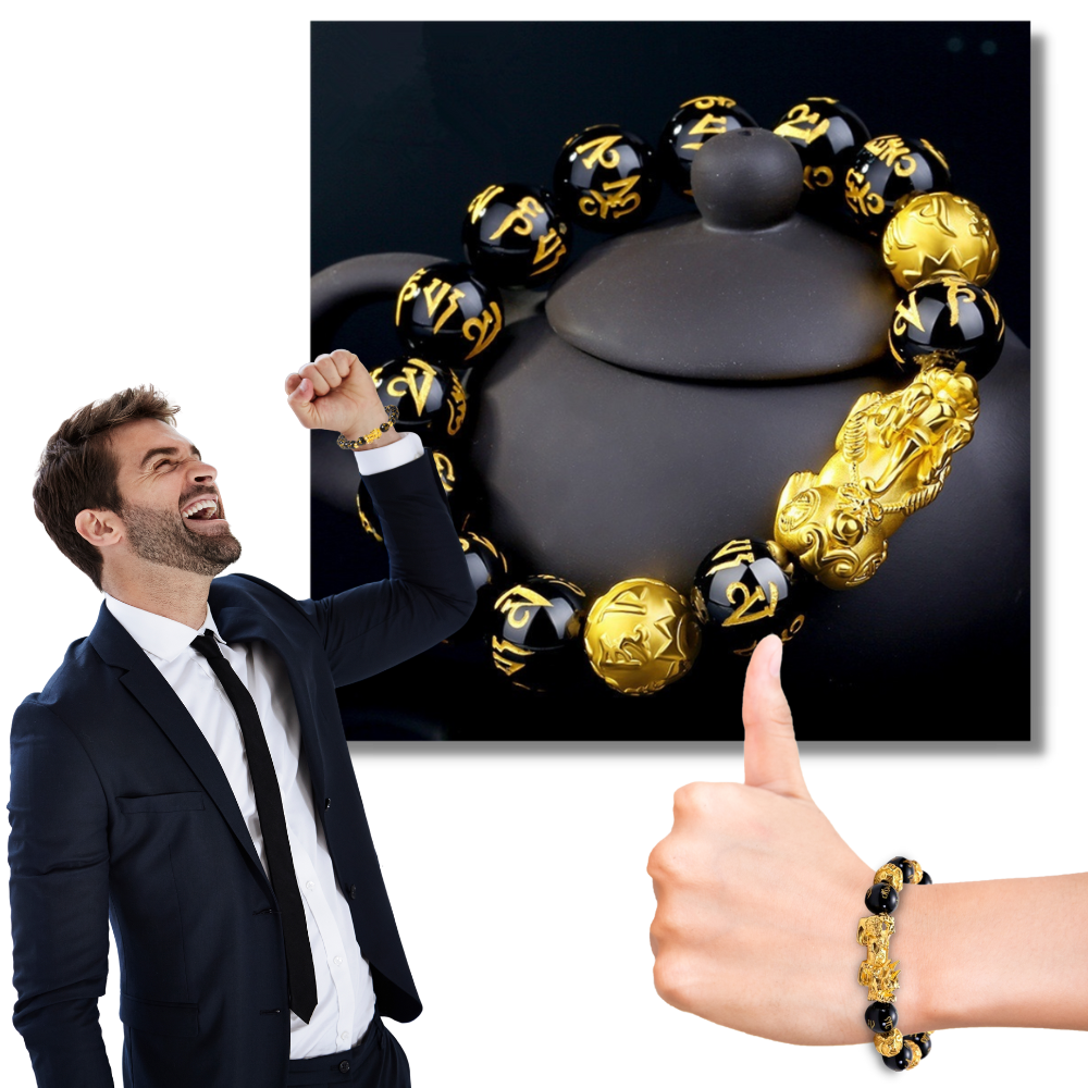 Black & Gold Obsidian Bracelet - Quality Stone - Ozerty