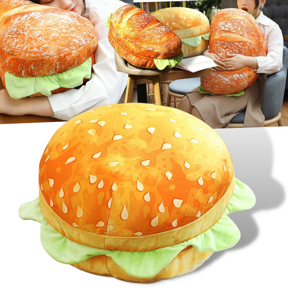 Söt burgarkudde - burger-kudde i bilsätet - 3D plysch burgare kudde - Ozerty