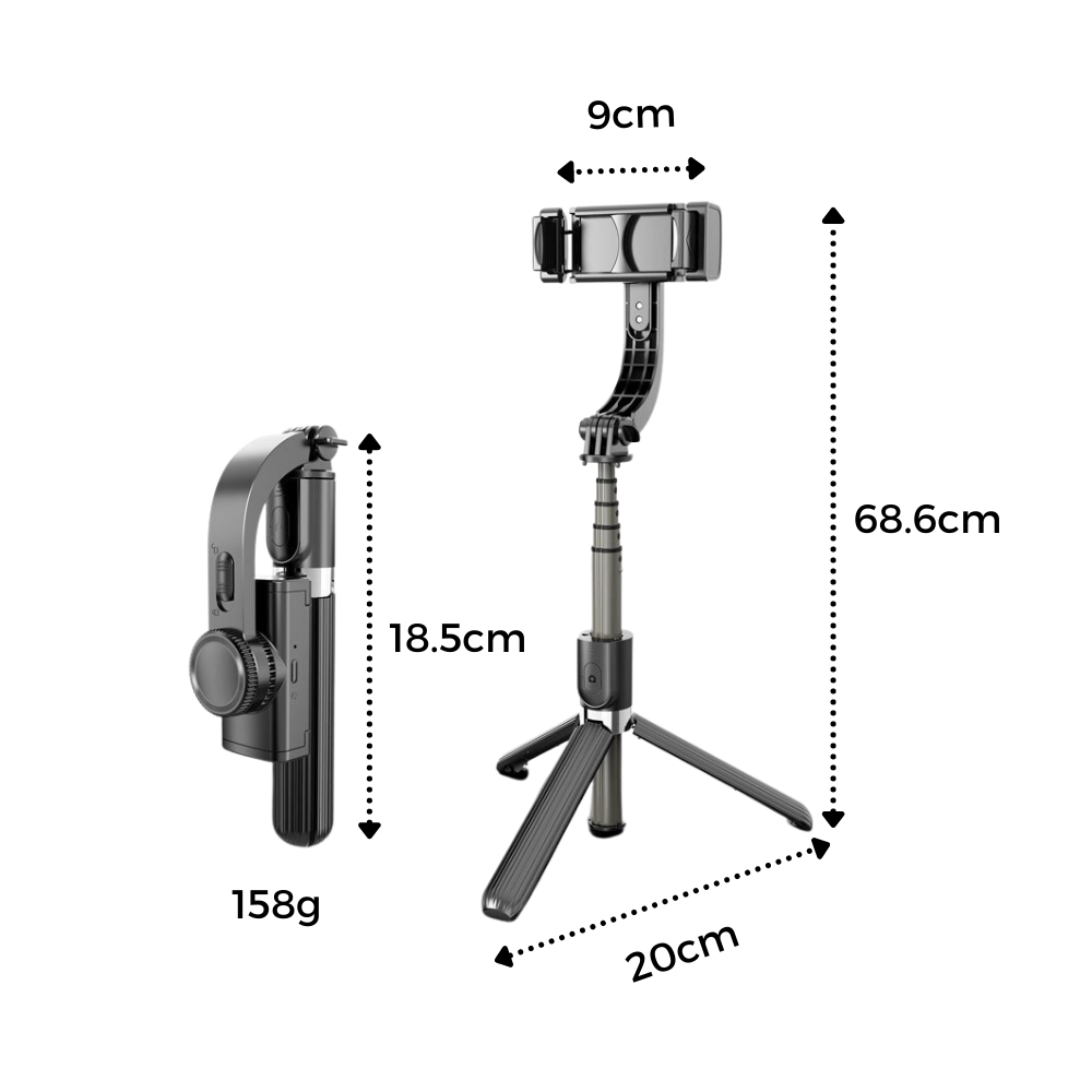 Stabilizzatore cardanico per telefono 3 in 1 - Dimensions - Ozerty