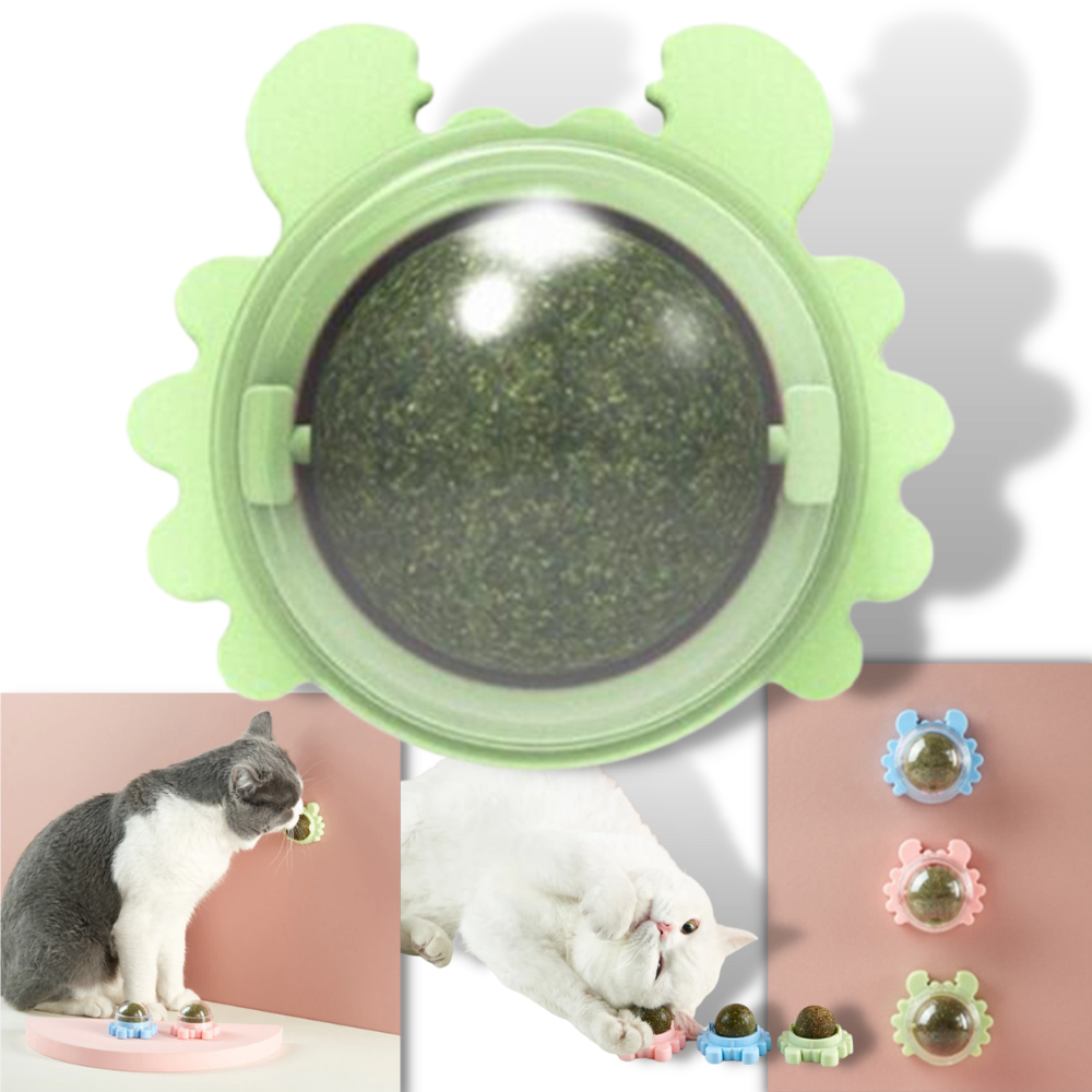 Fuktsäker roterbar leksak för katt - myntaboll för katt - roterbar katt leksak med myntablad - Ozerty