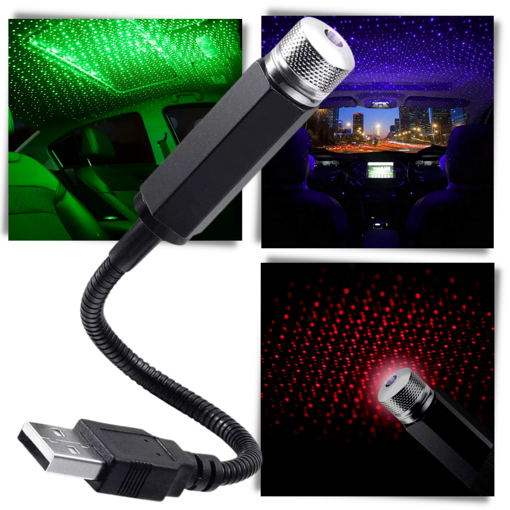 Night Light Projector - Mini Projection Lamp with Stars - Car Roof Star Lights - 