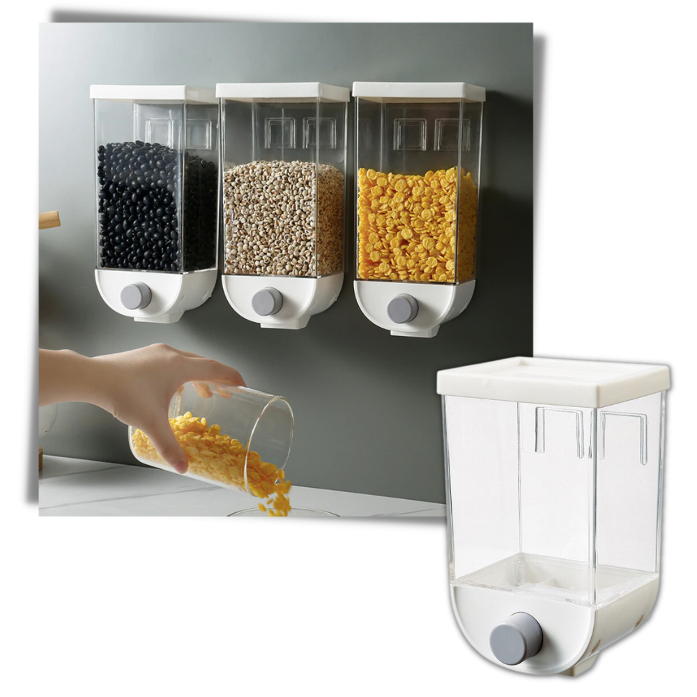 Adhesive Wall-Mounted Cereal Dispenser - Wall-Mounted Cereal and Grain Dispenser - 