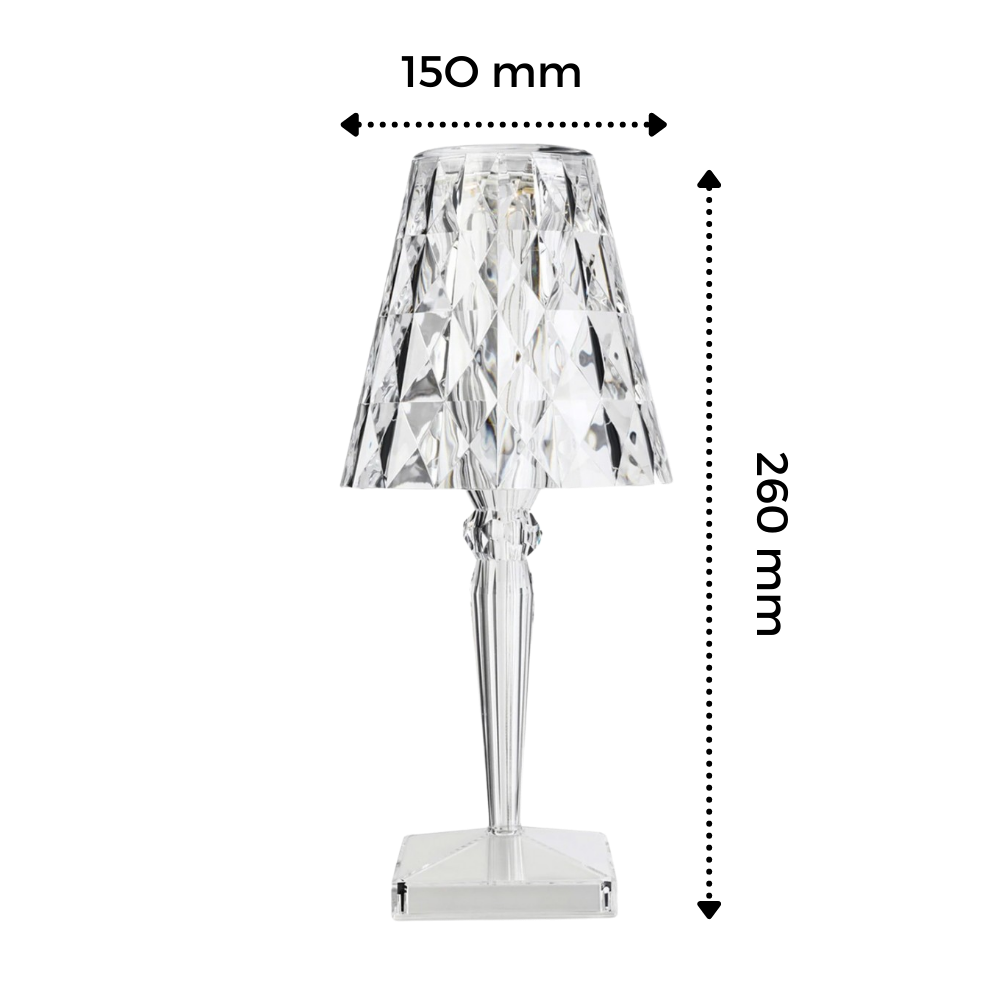 Acrylic Crystal Desk Lamp - Dimensions -
