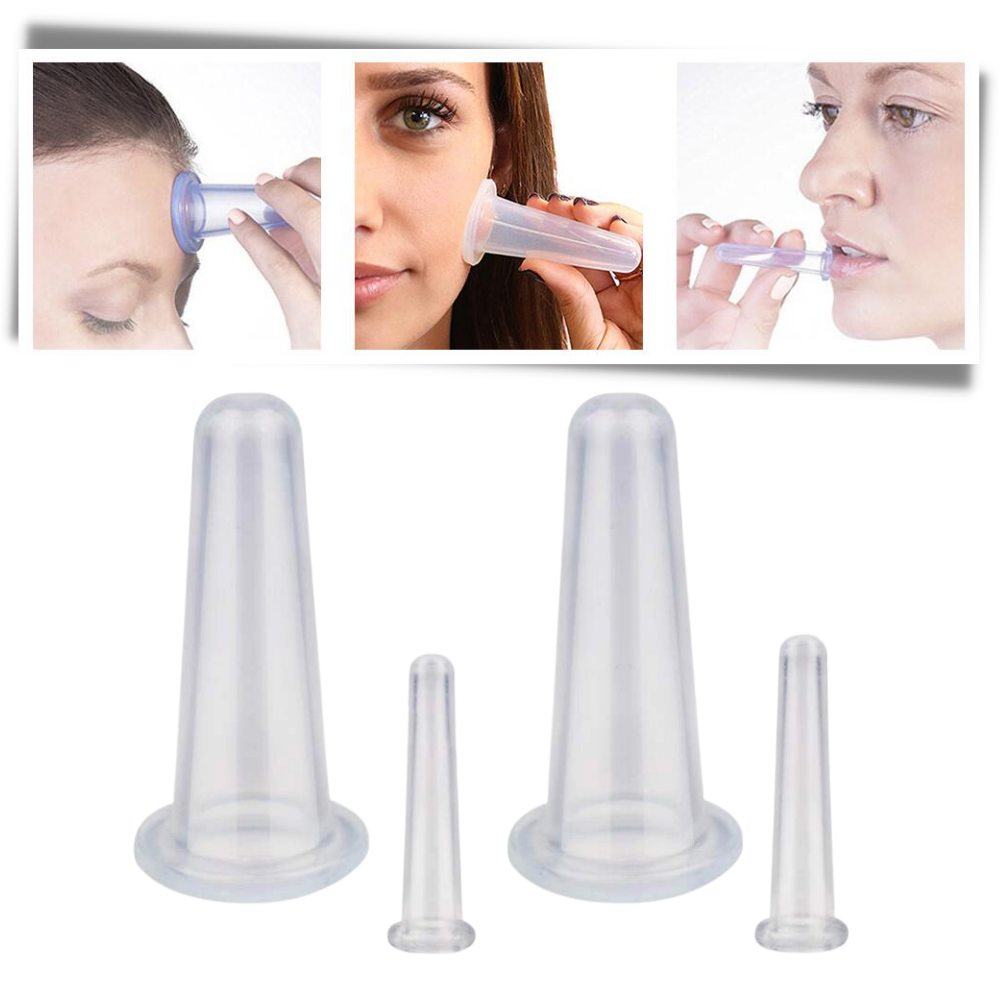 4 Silicone Cups for Facial Massage Cupping - Multifunctional -