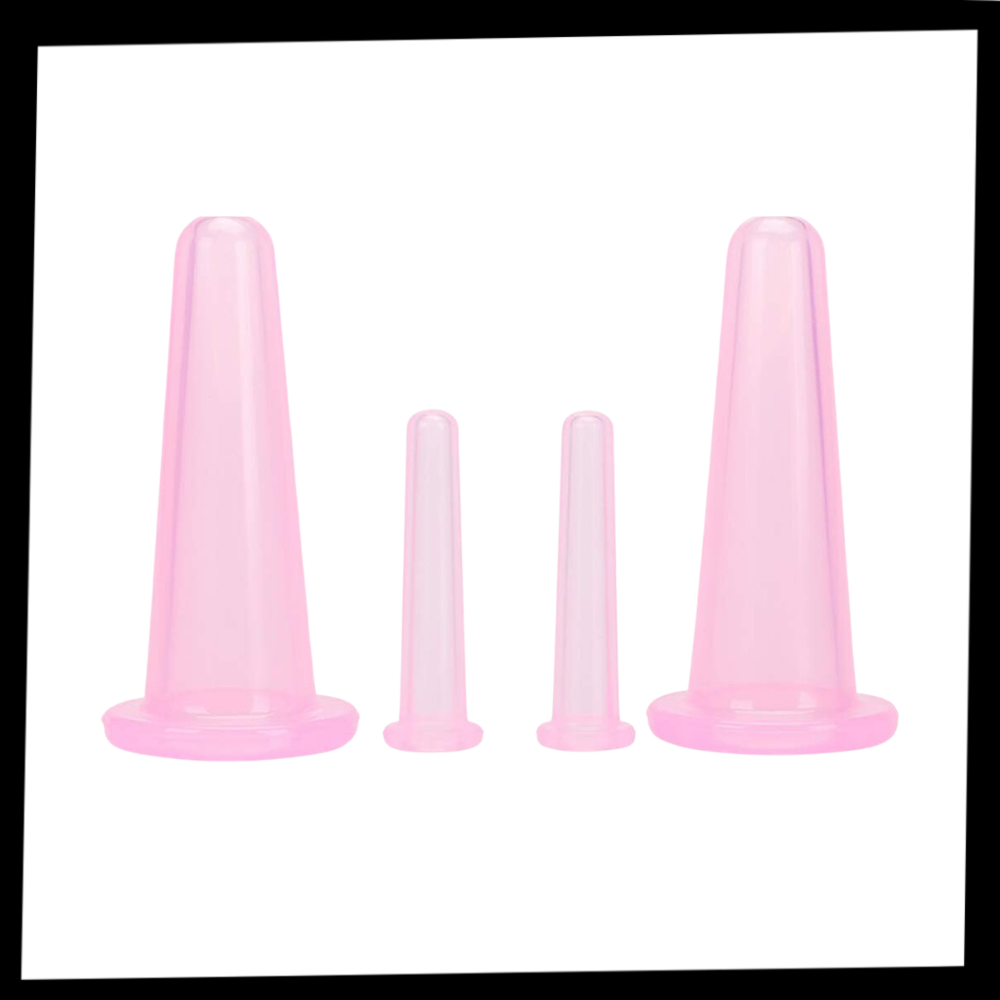 4 Silicone Cups for Facial Massage Cupping - Package -