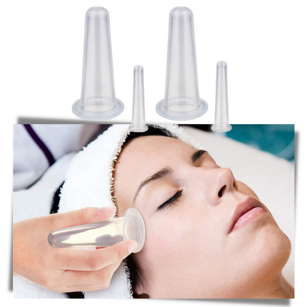 4 copas de silicona para masaje facial con ventosas - Herramienta de masaje perfecta - Ozerty