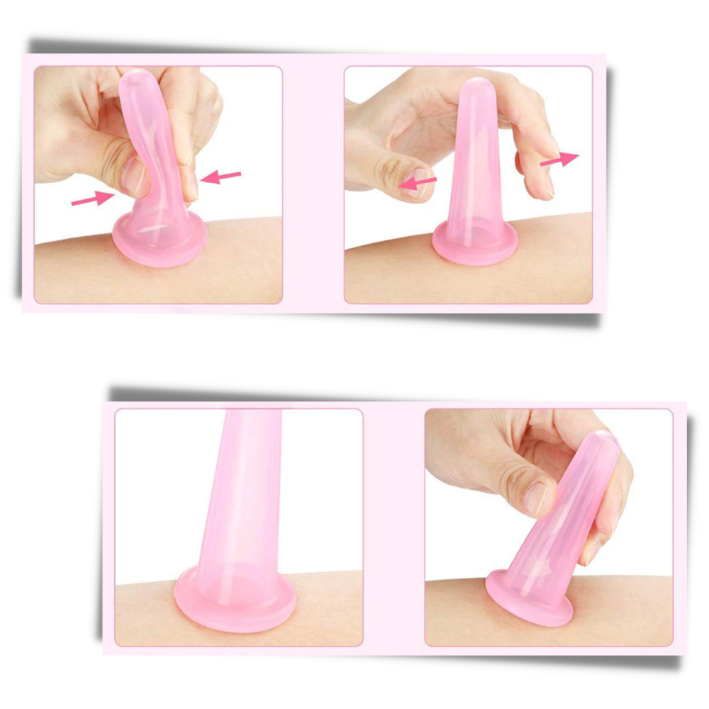 4 Silicone Cups for Facial Massage Cupping - Straightforward Application -