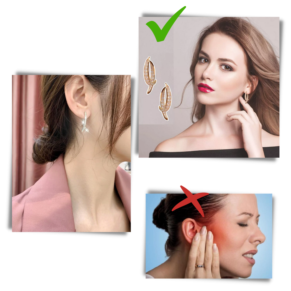 Boucles d'oreilles doré/ argenté en courbe croisée - Haute qualité, haute sécurité - Ozerty