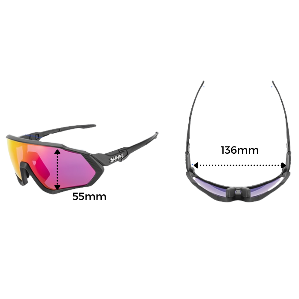 Polarized Cycling Sunglasses - Dimensions - 