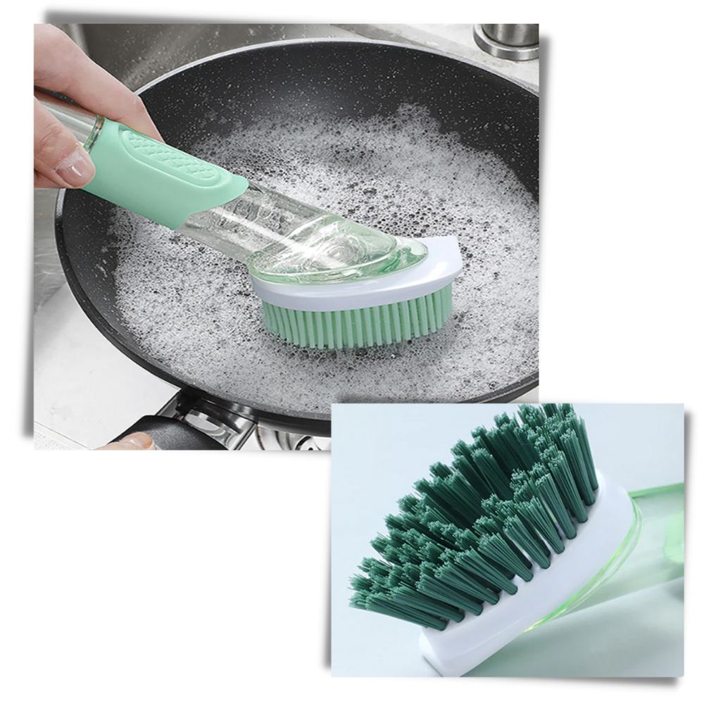 Cleaning Brush with Soap Dispenser - Safe For Pots -