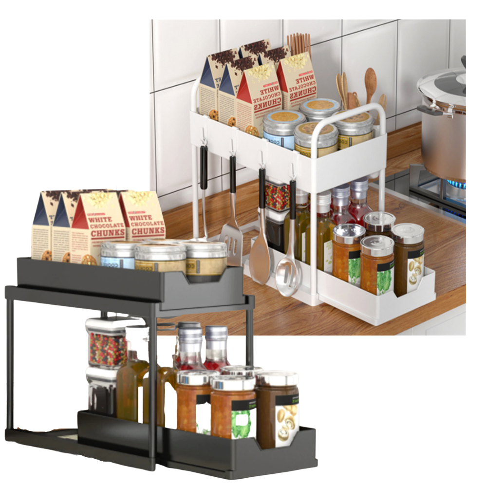 Double-Drawer Kitchen Spice Rack - Saves Space - 