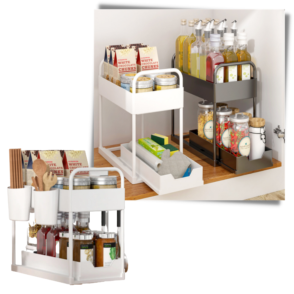 Double-Drawer Kitchen Spice Rack - Versatile Use - 