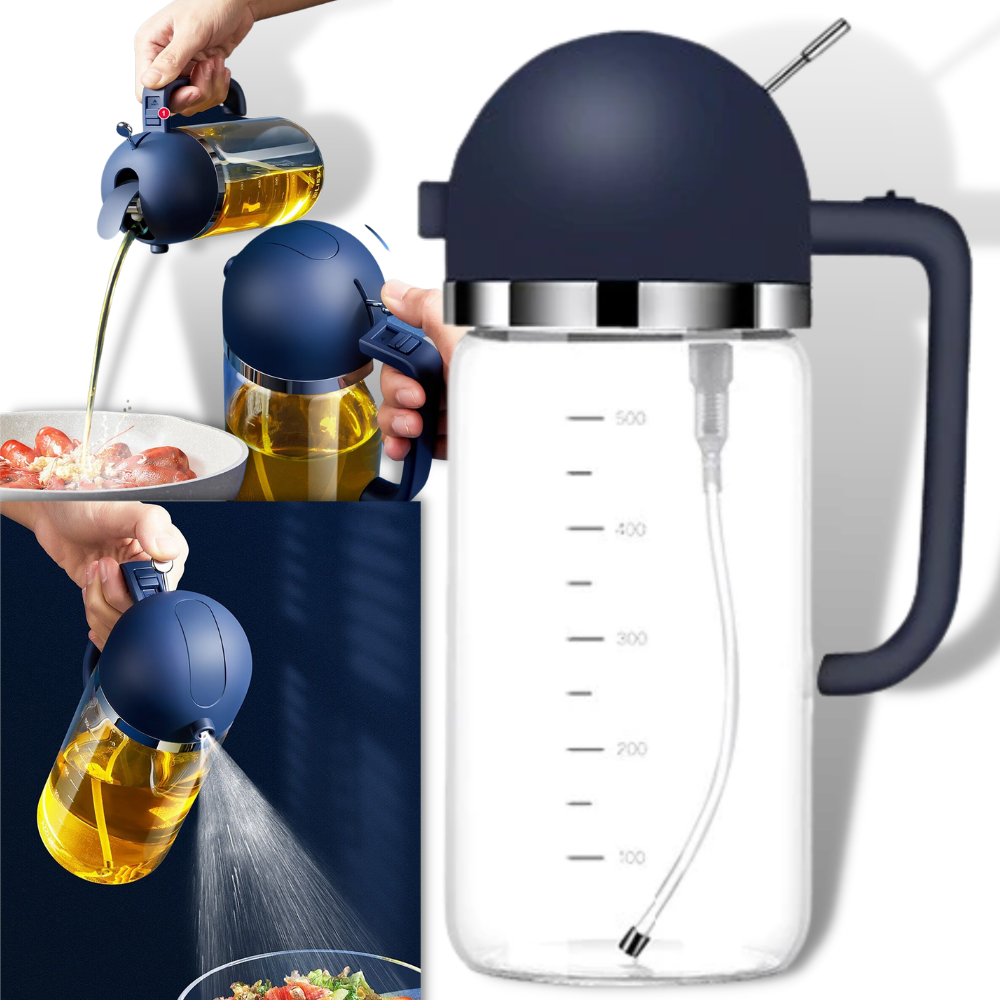 Oil Dispenser Container - Pour and Spray Bottle for Kitchen - Dual Purpose Oil Dispenser Bottle -