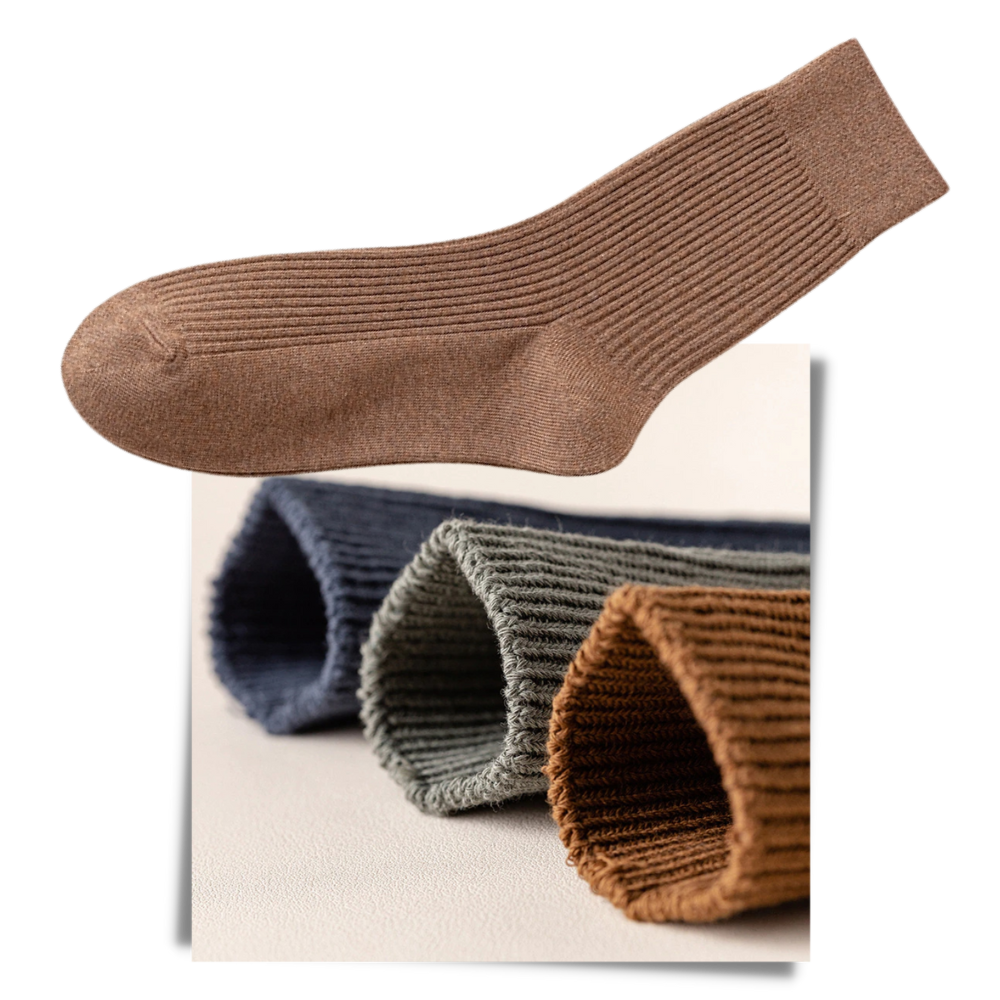Ribstrikkede sokker til mænd (2 par) - Åndbar - Ozerty