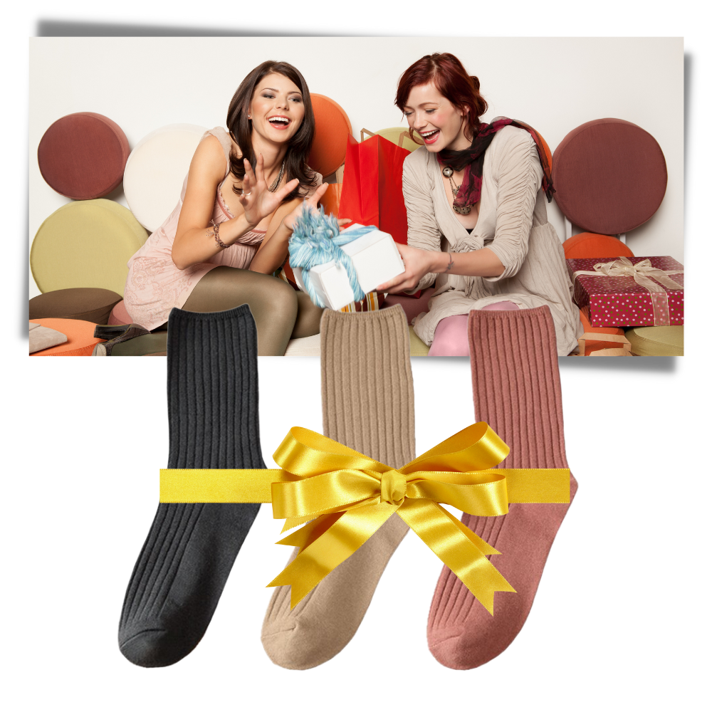 3 Paires de chaussettes côtelées en coton pour femmes - Excellent cadeau - Ozerty