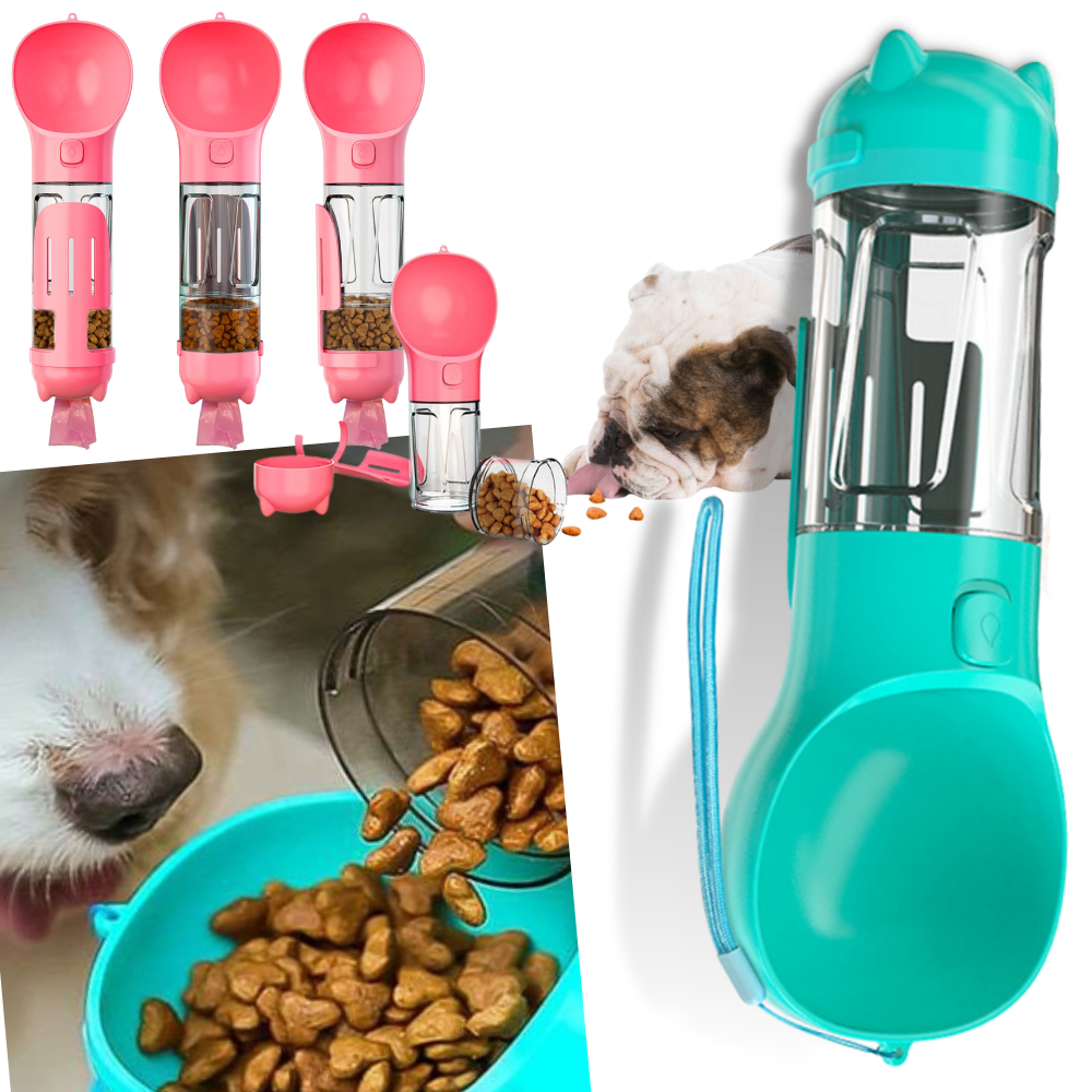 4-in-1 Pet Bottle - Dog Water Bottle Portable Pet Feeder - Travel Pet Feeder Bottle - 