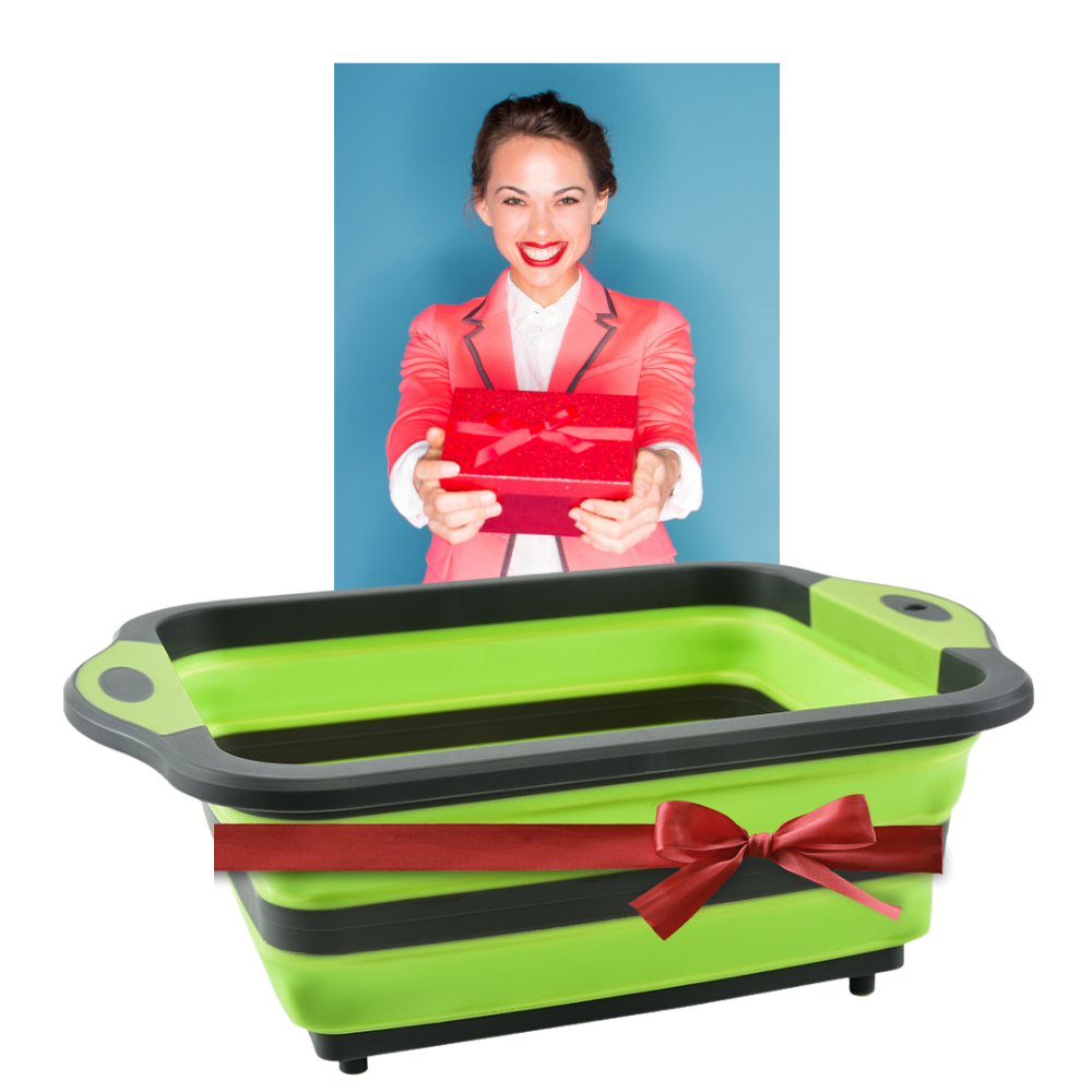 Collapsible Cutting Board with Basket - Great Gift - 