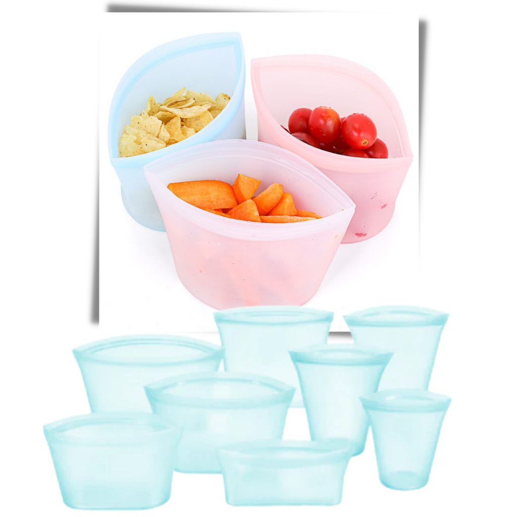 8-pack of reusable silicone food bags - Silicone food containers - Ozerty