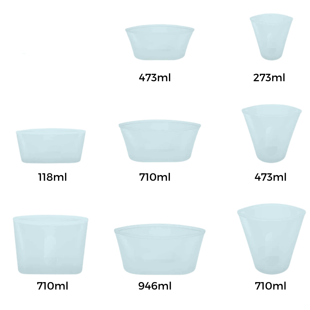 8-pack återanvändbara matpåsar i silikon - Dimensions - Ozerty