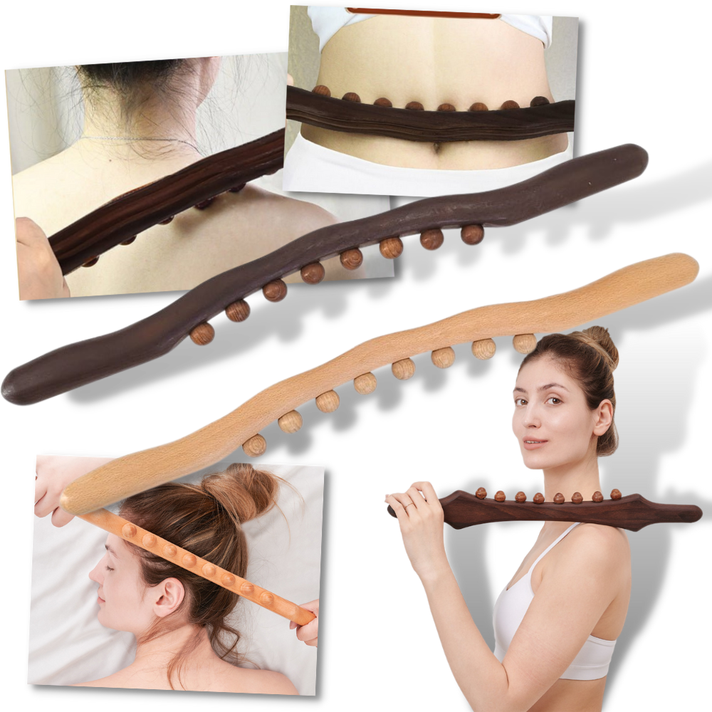 Massage Stick - Natural Wood Guasha Scraping Stick - Natural Wood Muscle Massager - 