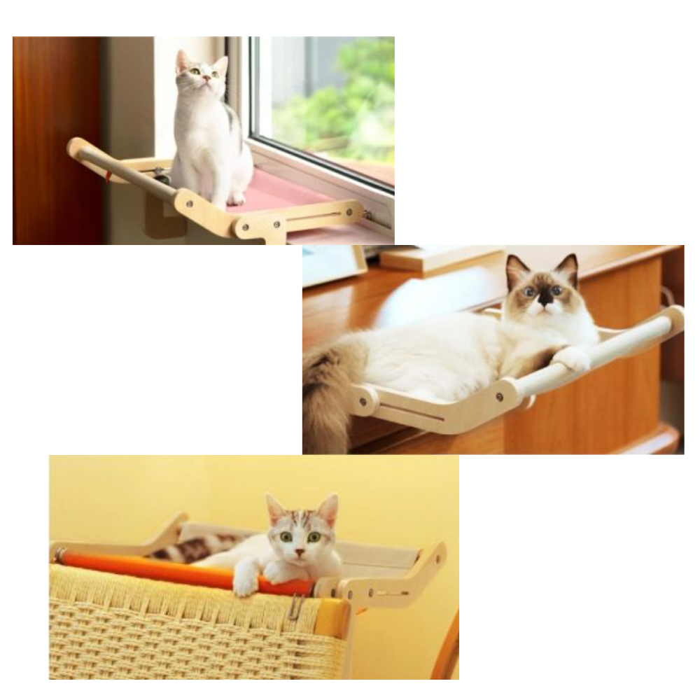 Wooden Window Perch for Cats - Versatile Installation - 