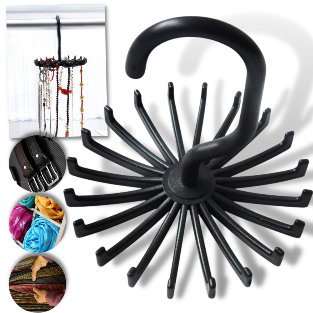 Neck Ties Holder Hanger - Portable Tie Hanger - 360-degree Rotating Tie Hanger - 