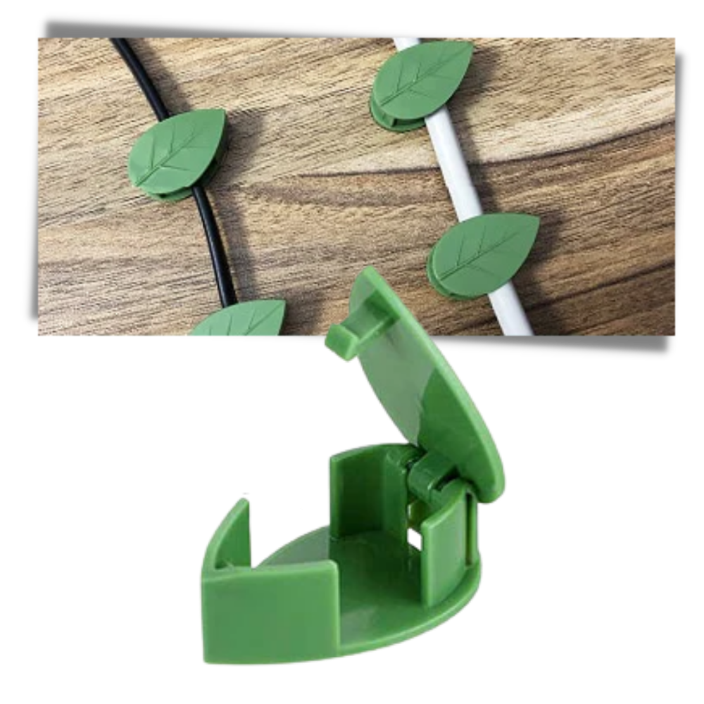 Pack of 20 Leaf-Shaped Adhesive Clips for Climbing Plants - Versatile Application - 