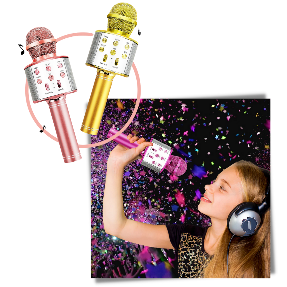 Microphone karaoké Bluetooth sans fil - Réduction du bruit - Ozerty
