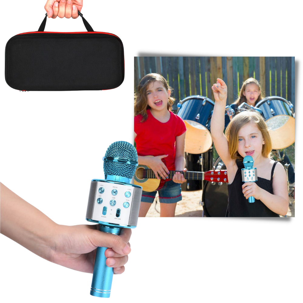 Microphone karaoké Bluetooth sans fil - Portable - Ozerty