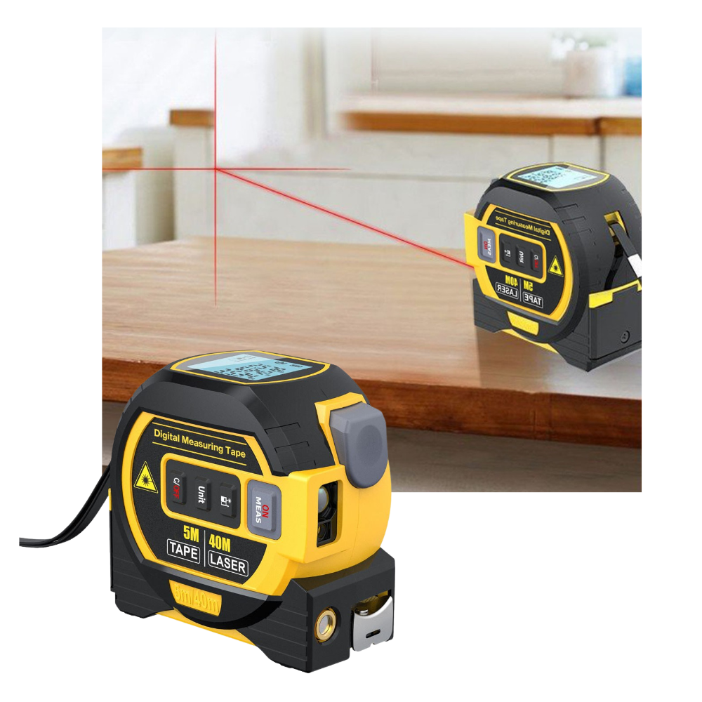 3-in-1 Laser Tape Measure - Improved Measurement Accuracy - 