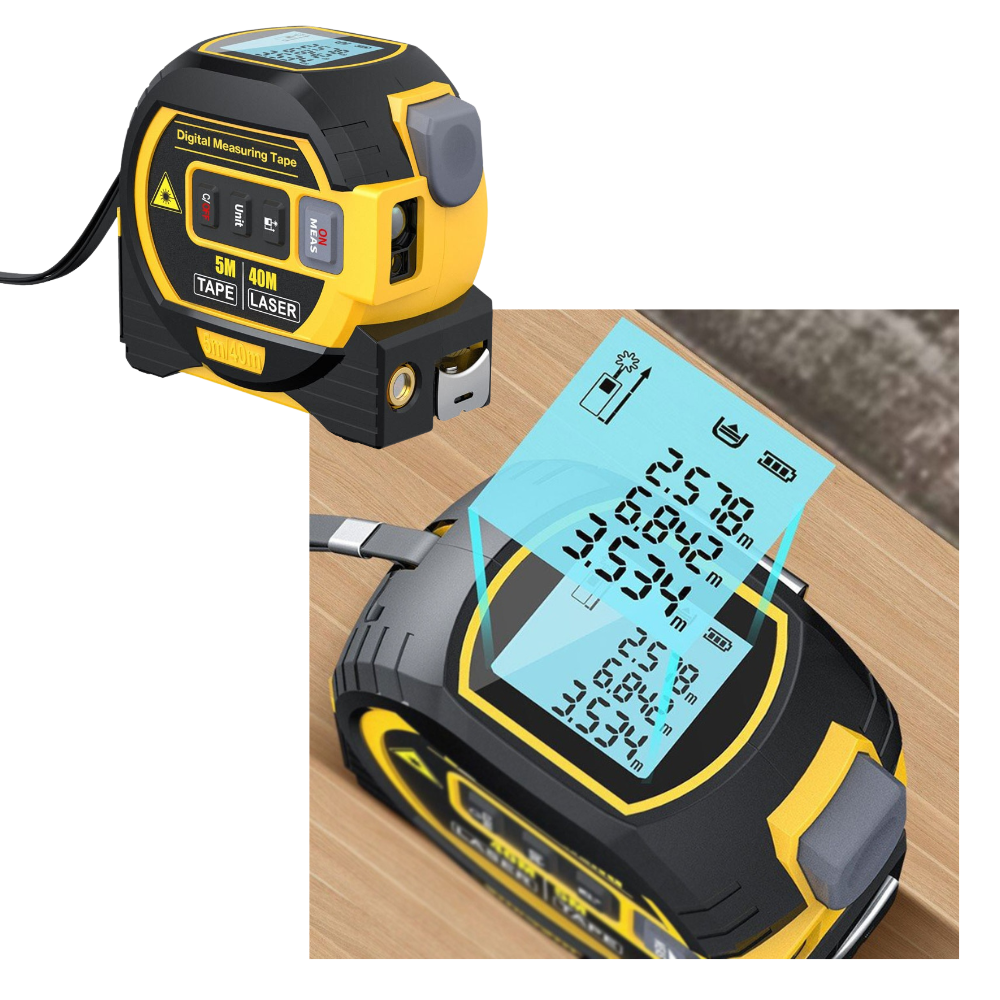 3-in-1 Laser Tape Measure - Quality Build - 