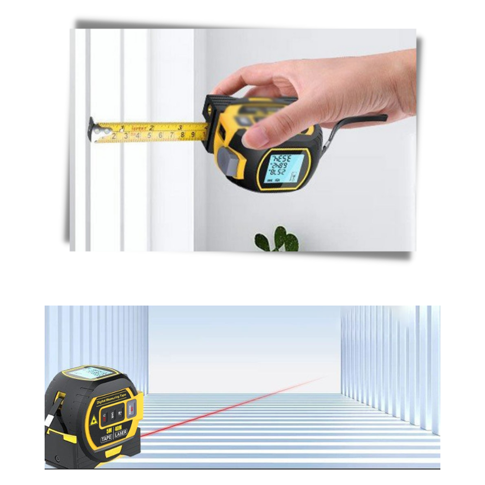 3-in-1 Laser Tape Measure - Wide Application - 