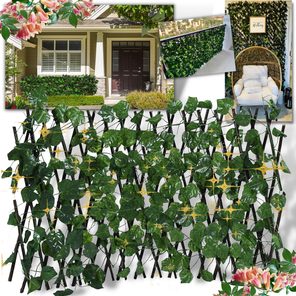 Teleskopiskt växtvägg - Expanderbart lövstaket - Utdragbart staket för konstgjorda växter - Ozerty
