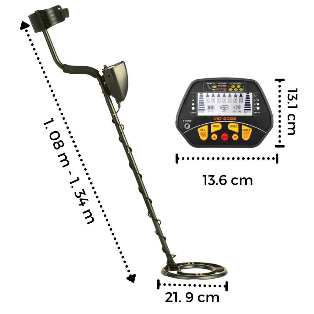 Waterproof Metal Detector - Dimensions - Ozerty